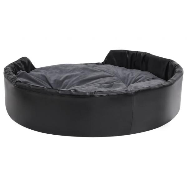 Hundebett Schwarz-Dunkelgrau 99x89x21 cm Plüsch und Kunstleder