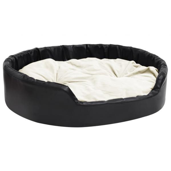 Hundebett Schwarz-Beige 99x89x21 cm Plüsch und Kunstleder