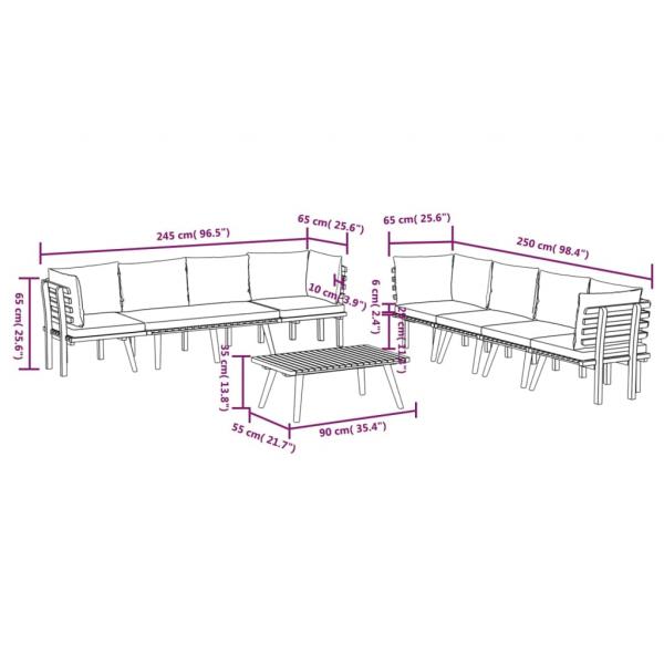 8-tlg. Garten-Lounge-Set mit Kissen Massivholz Akazie