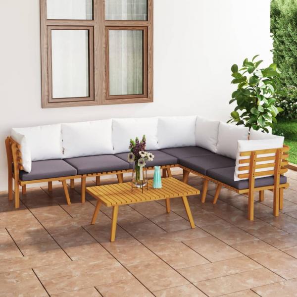 ARDEBO.de - 7-tlg. Garten-Lounge-Set mit Kissen Massivholz Akazie