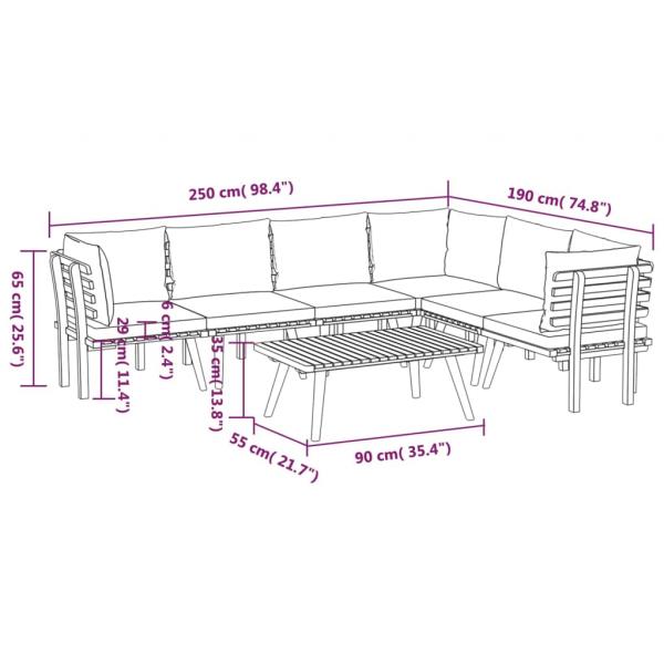 7-tlg. Garten-Lounge-Set mit Kissen Massivholz Akazie