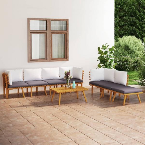 ARDEBO.de - 8-tlg. Garten-Lounge-Set mit Kissen Massivholz Akazie