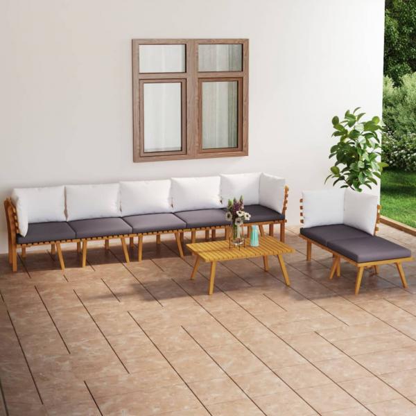 ARDEBO.de - 8-tlg. Garten-Lounge-Set mit Kissen Massivholz Akazie