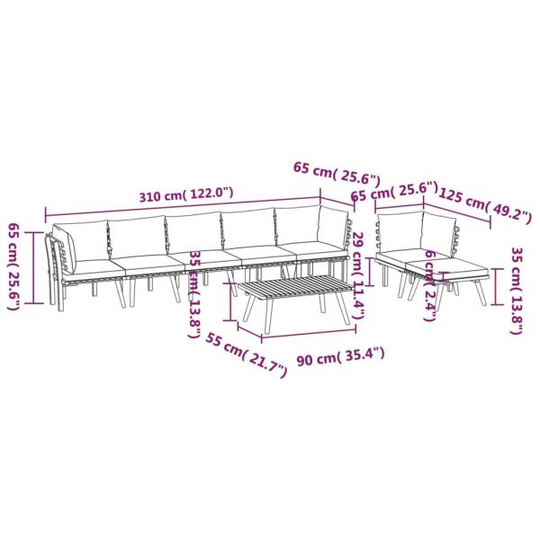 8-tlg. Garten-Lounge-Set mit Kissen Massivholz Akazie