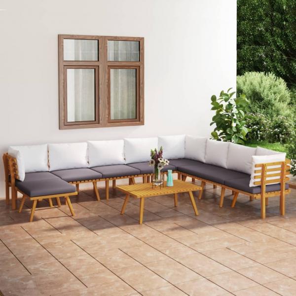 ARDEBO.de - 9-tlg. Garten-Lounge-Set mit Kissen Massivholz Akazie