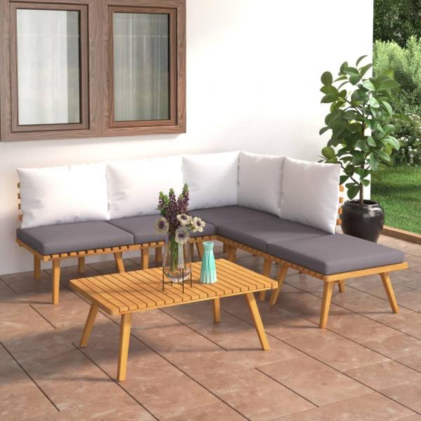 ARDEBO.de - 6-tlg. Garten-Lounge-Set mit Kissen Massivholz Akazie