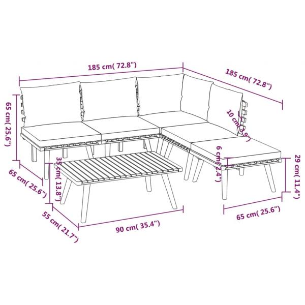 6-tlg. Garten-Lounge-Set mit Kissen Massivholz Akazie