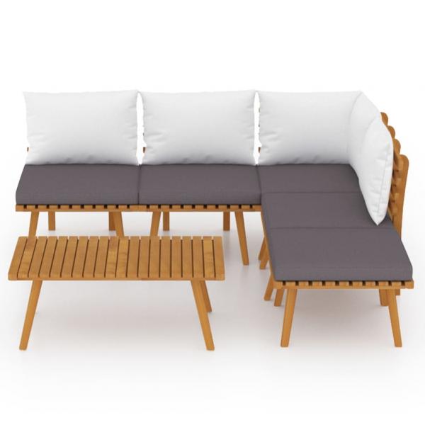 6-tlg. Garten-Lounge-Set mit Kissen Massivholz Akazie