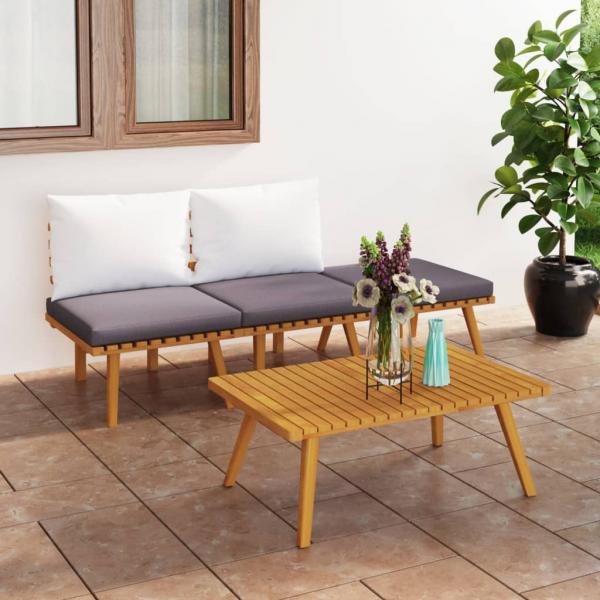 ARDEBO.de - 4-tlg. Garten-Lounge-Set mit Kissen Massivholz Akazie