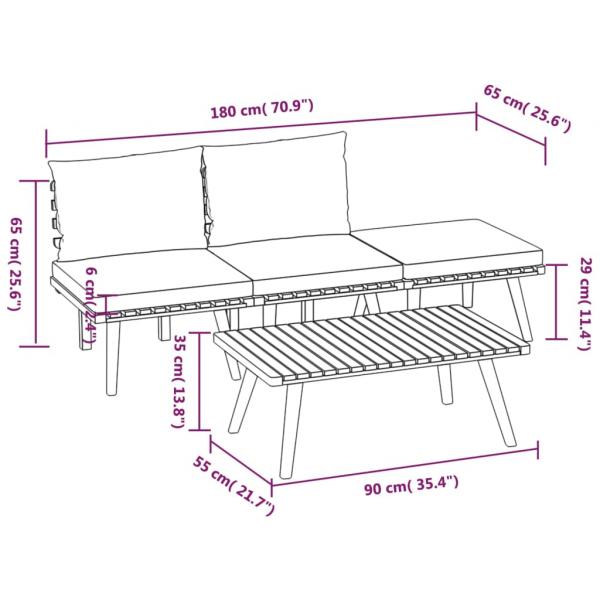 4-tlg. Garten-Lounge-Set mit Kissen Massivholz Akazie