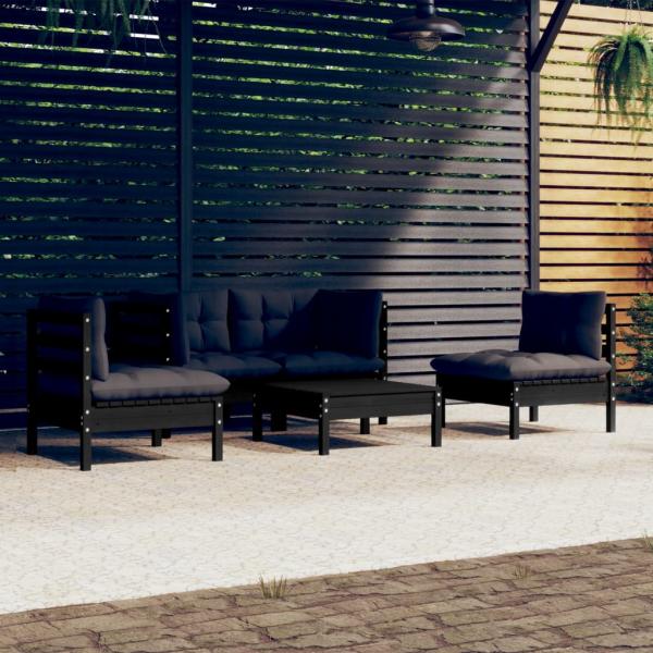 ARDEBO.de - 5-tlg. Garten-Lounge-Set mit Kissen Kiefer Massivholz