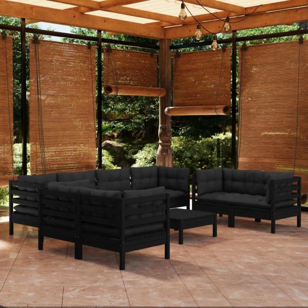 ARDEBO.de - 9-tlg. Garten-Lounge-Set mit Kissen Kiefer Massivholz