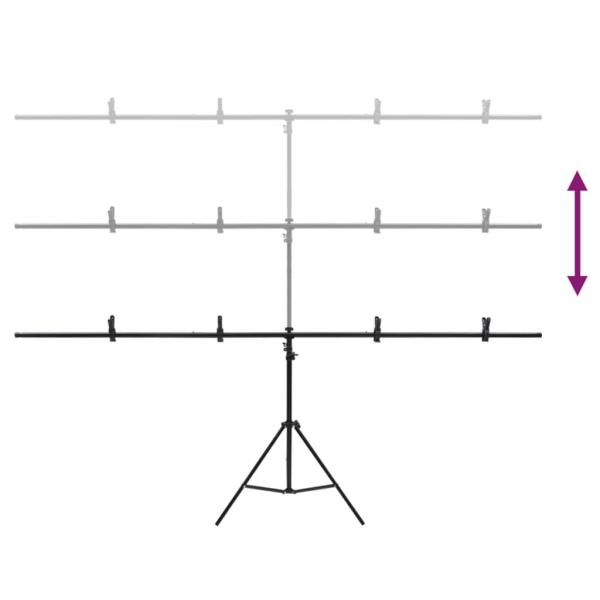 Hintergrundständer T-Form Schwarz 201x60x(70-200) cm