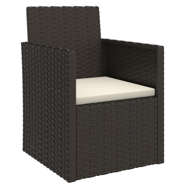 3-tlg. Garten-Sofagarnitur mit Kissen Schwarz Poly Rattan