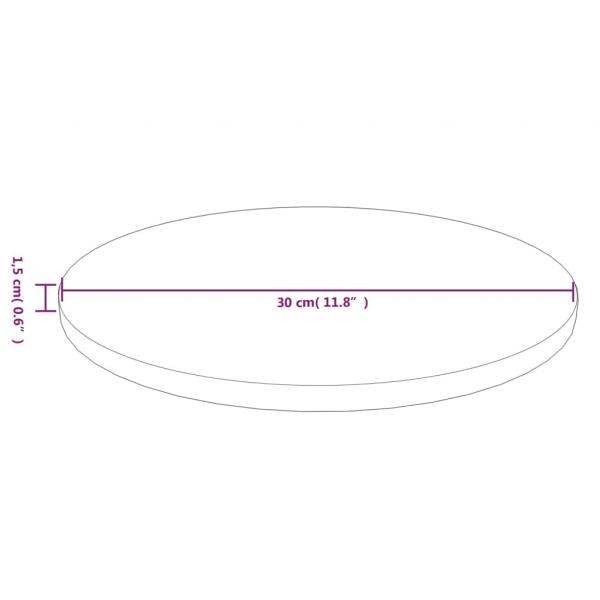 Runde Tischplatte Hellbraun Ø30x1,5 cm Behandeltes Eichenholz