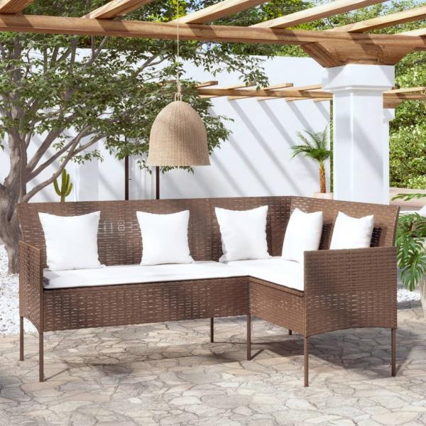 ARDEBO.de - Sofa in L-Form mit Kissen Poly Rattan Braun