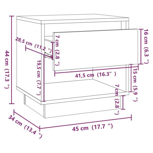 Nachttische 2 Stk. Grau Sonoma 45x34x44 cm Holzwerkstoff