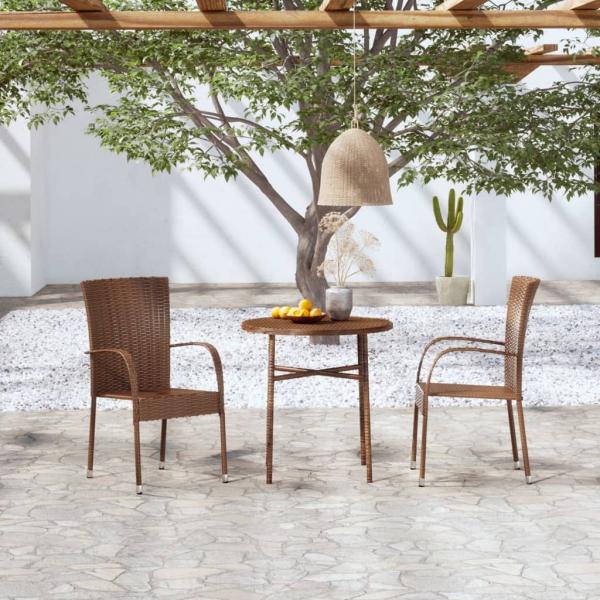 ARDEBO.de - 3-tlg. Garten-Essgruppe Poly Rattan Braun