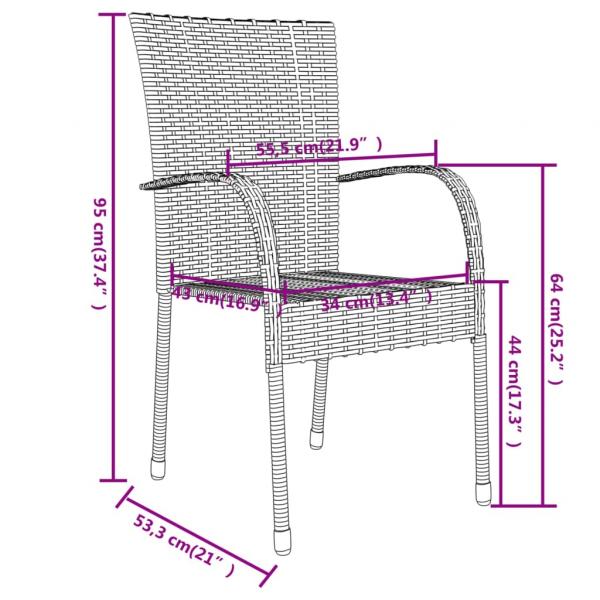 3-tlg. Garten-Essgruppe Poly Rattan Braun