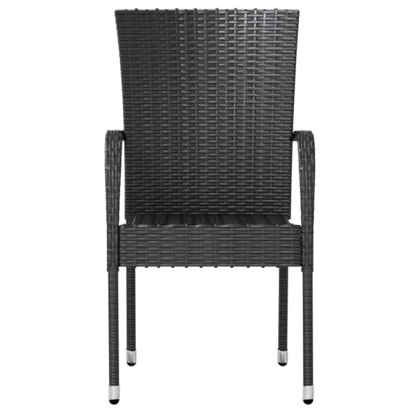 3-tlg. Garten-Essgruppe Poly Rattan Schwarz 