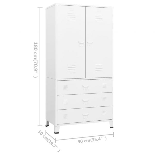 Industrial Kleiderschrank Weiß 90x50x180 cm Metall