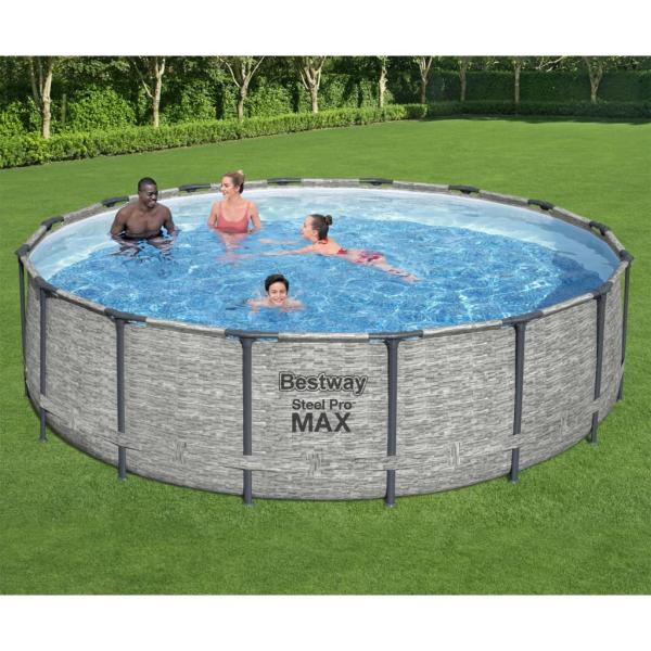 ARDEBO.de - Bestway Power Steel Swimming Pool Rund 488x122 cm 