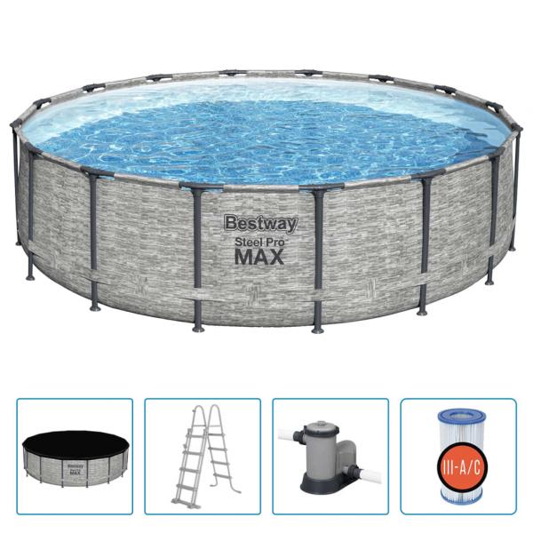 Bestway Power Steel Swimming Pool Rund 488x122 cm 