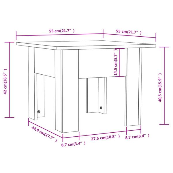 Couchtisch Schwarz 55x55x42 cm Holzwerkstoff