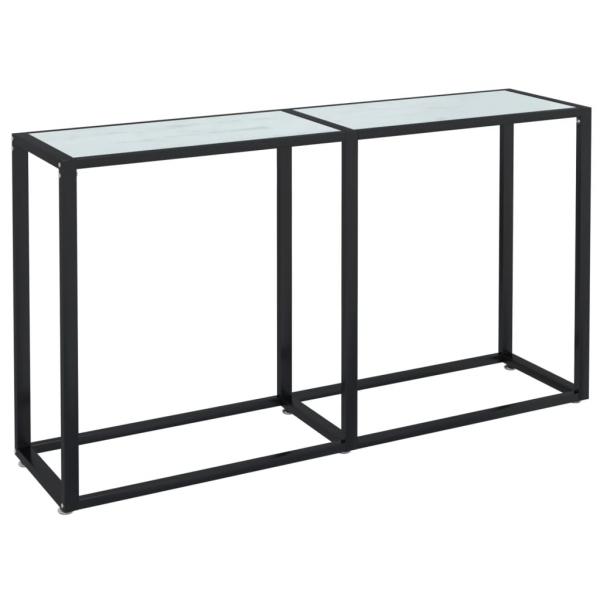 Konsolentisch Weiß Marmor-Optik 140x35x75,5 cm Hartglas