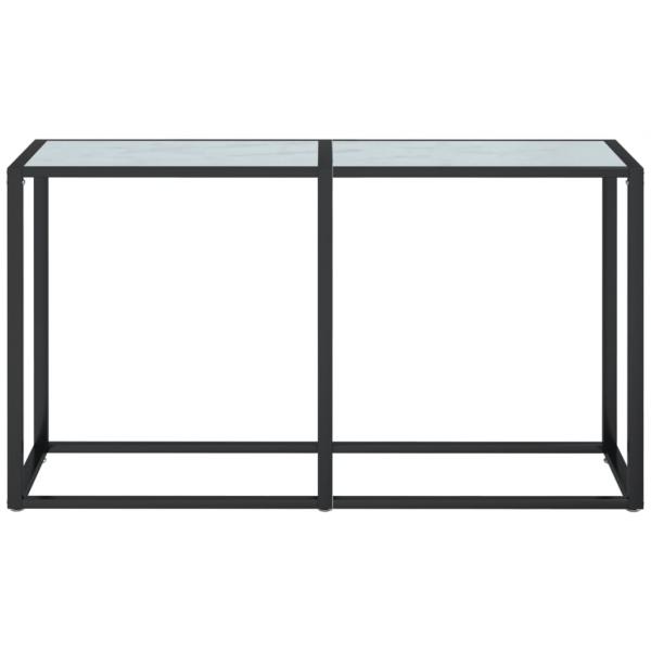 Konsolentisch Weiß Marmor-Optik 140x35x75,5 cm Hartglas