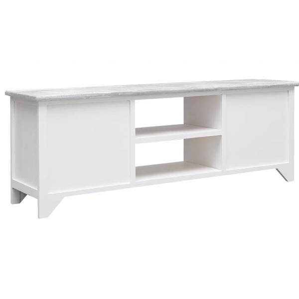 TV-Schrank Weiß und Grau 108x30x40 cm Massivholz Paulownia