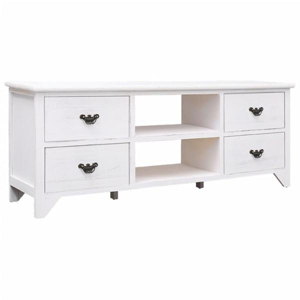 ARDEBO.de - TV-Schrank Antik-Weiß 108x30x40 cm Massivholz Paulownia