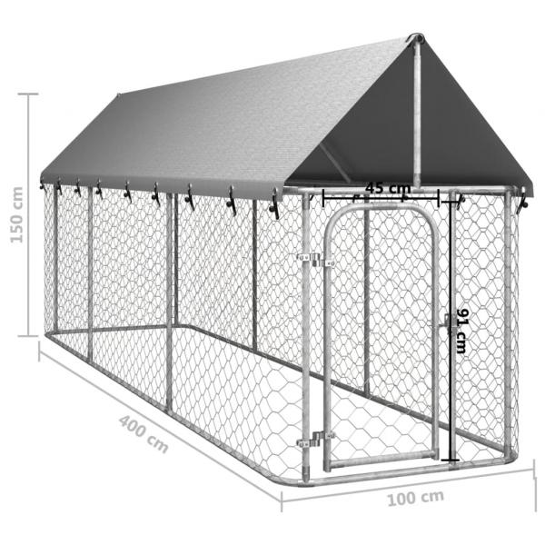 Outdoor-Hundezwinger mit Dach 400x100x150 cm