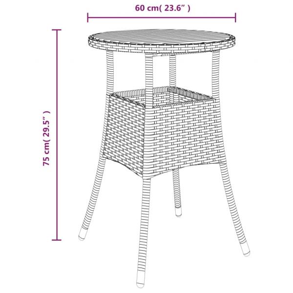 Gartentisch Ø60x75 cm Akazienholz und Poly Rattan Schwarz