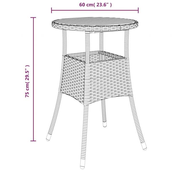 Gartentisch Ø60x75 cm Akazienholz und Poly Rattan Grau