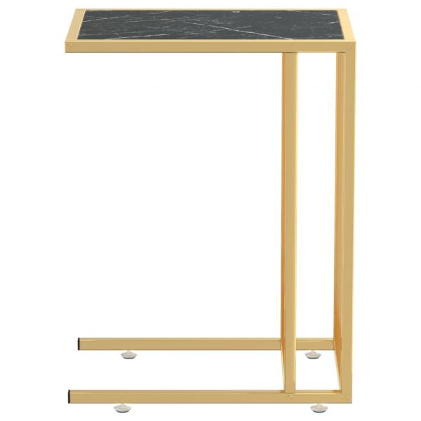 Computer-Beistelltisch Schwarz Marmor 50x35x65 cm Hartglas