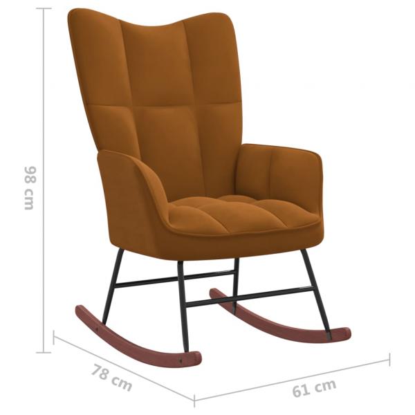 Schaukelstuhl mit Hocker Samt Braun