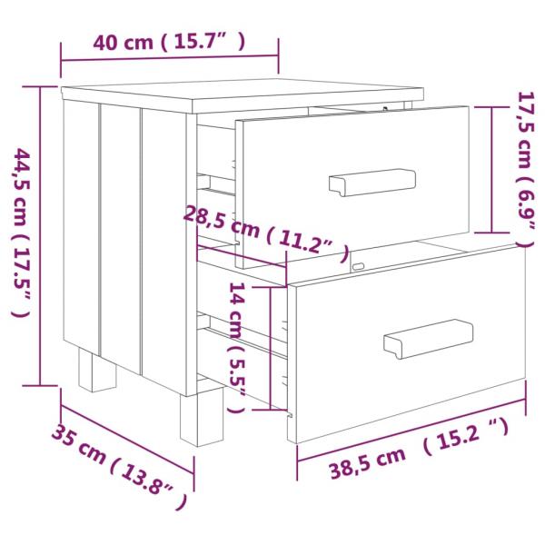 Nachttische HAMAR 2 Stk. Honigbraun 40x35x44,5 cm Massivholz