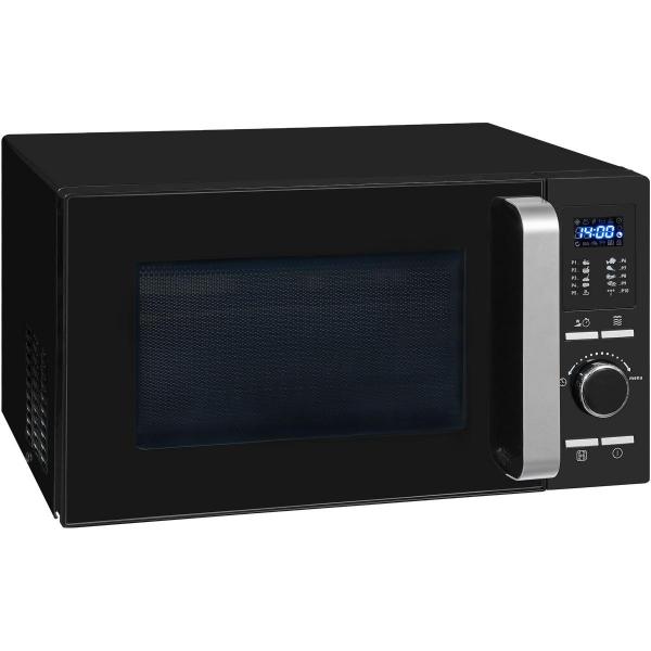 ARDEBO.de Exquisit MW 8925-7 Hsw Standmikrowelle, 900W, 25L, mit Grill und Heißluft, Timer, Auftauen, Schnellstart, schwarz