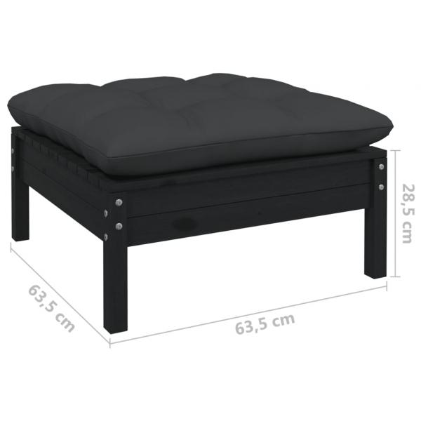 7-tlg. Garten-Lounge-Set mit Kissen Schwarz Kiefer Massivholz