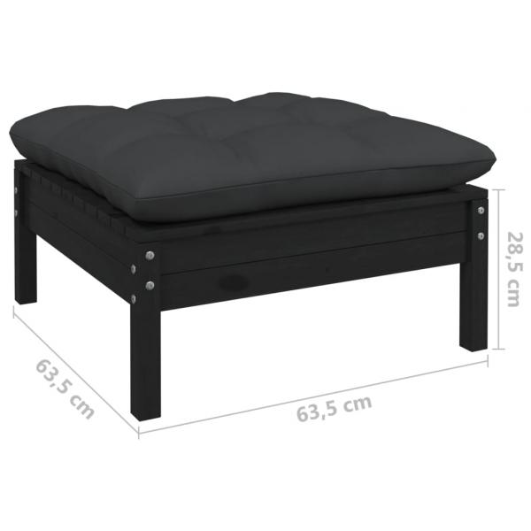 10-tlg. Garten-Lounge-Set mit Kissen Schwarz Kiefer Massivholz