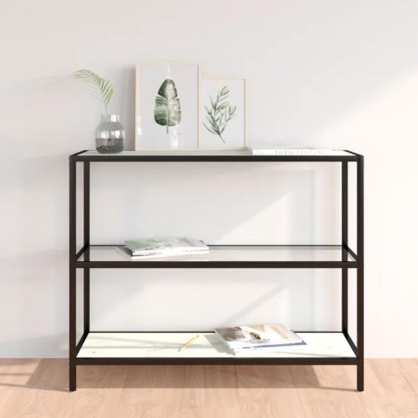 ARDEBO.de - Regal Transparent und Marmor Weiß 100x36x90 cm Gehärtetes Glas