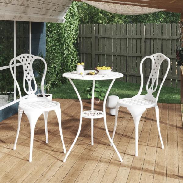 ARDEBO.de - 3-tlg. Bistro-Set Aluminiumguss Weiß