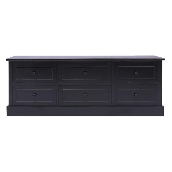 TV-Schrank Schwarz 108x30x40 cm Massivholz Paulownia