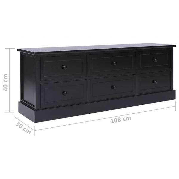 TV-Schrank Schwarz 108x30x40 cm Massivholz Paulownia