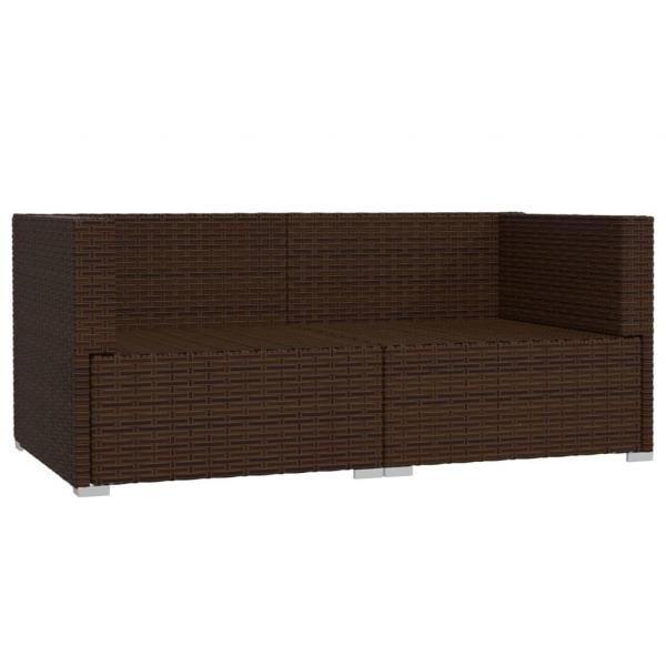 2-Sitzer-Sofa mit Kissen Braun Poly Rattan