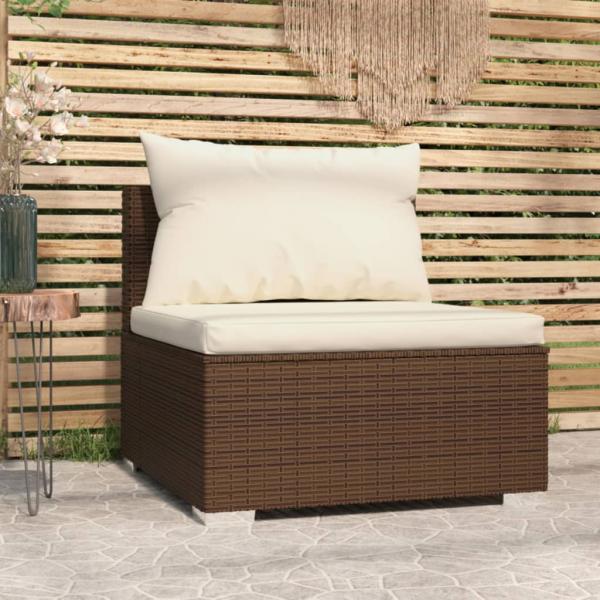 ARDEBO.de - Garten-Mittelsofa mit Kissen Braun Poly Rattan