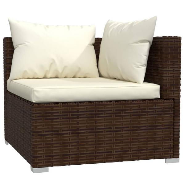 3-tlg. Garten-Lounge-Set mit Auflagen Braun Poly Rattan