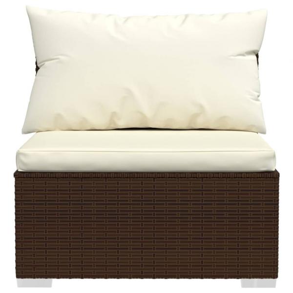 3-Sitzer-Sofa mit Kissen Braun Poly Rattan