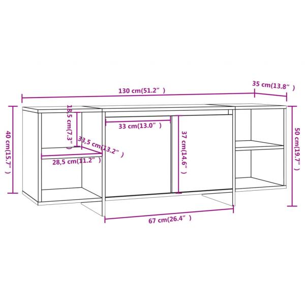 TV-Schrank Hochglanz-Weiß 130x35x50 cm Holzwerkstoff